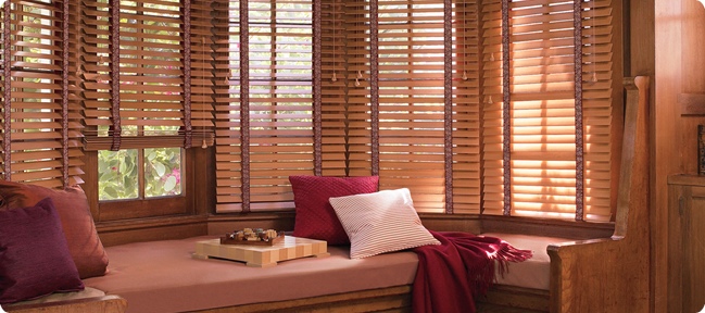 Arena Hilliary's 50mm Greige Expressions Faux Wood Blinds For Sale